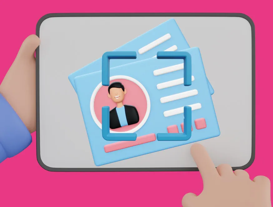 Illustration eines Tablets, welches Dokumente scannt