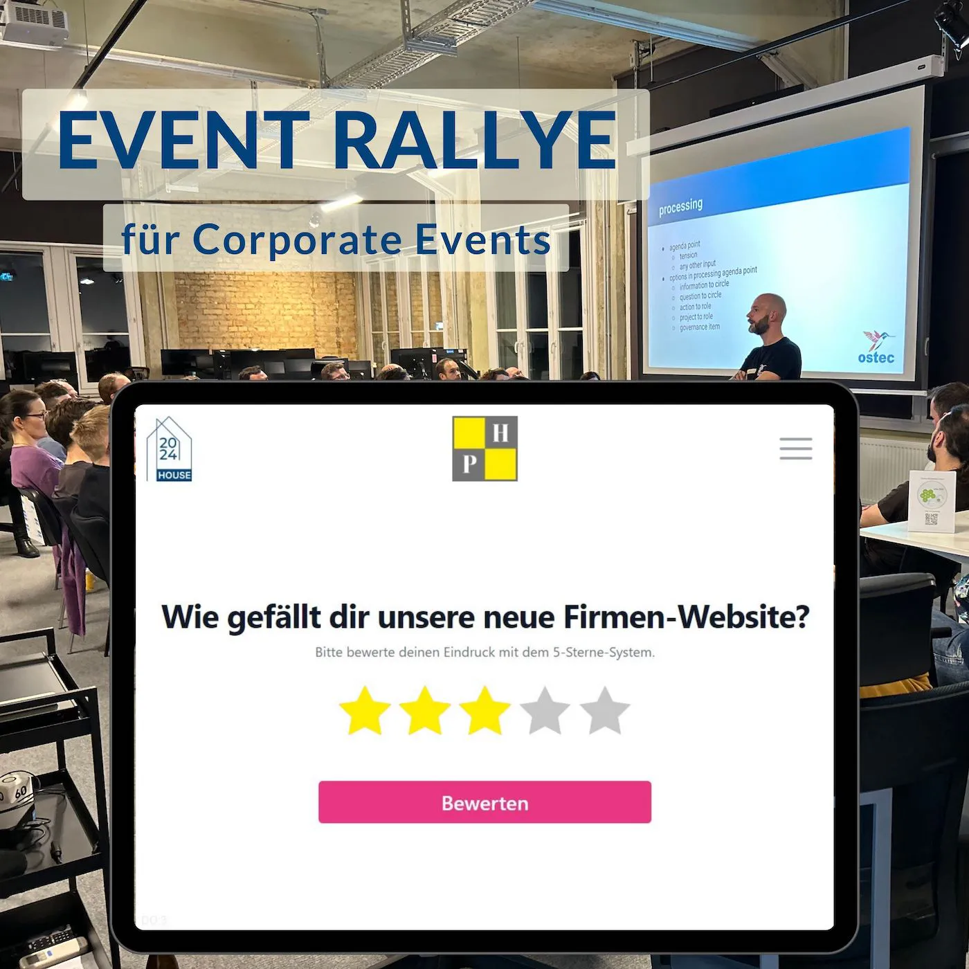 Anzeige der CONFGAMES-Rating App auf einem Tablet
