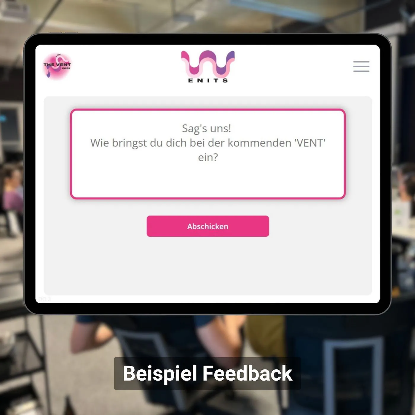 Anzeige der CONFGAMES-Feedback App auf einem Tablet